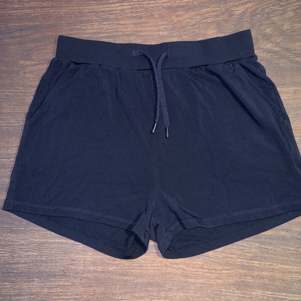Cozy Earth Women's Medium Bamboo Lounge Shorts Navy Blue Pull On Drawstring